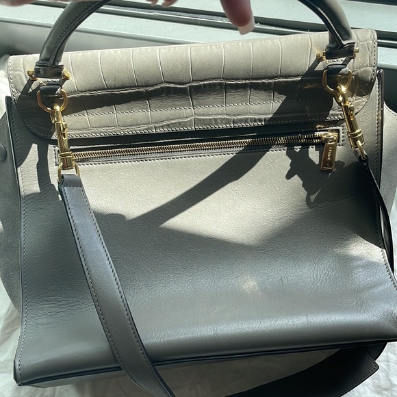 Celine Medium Trapeze in Crocodile Suede Tote Bag - Picture 5 of 5